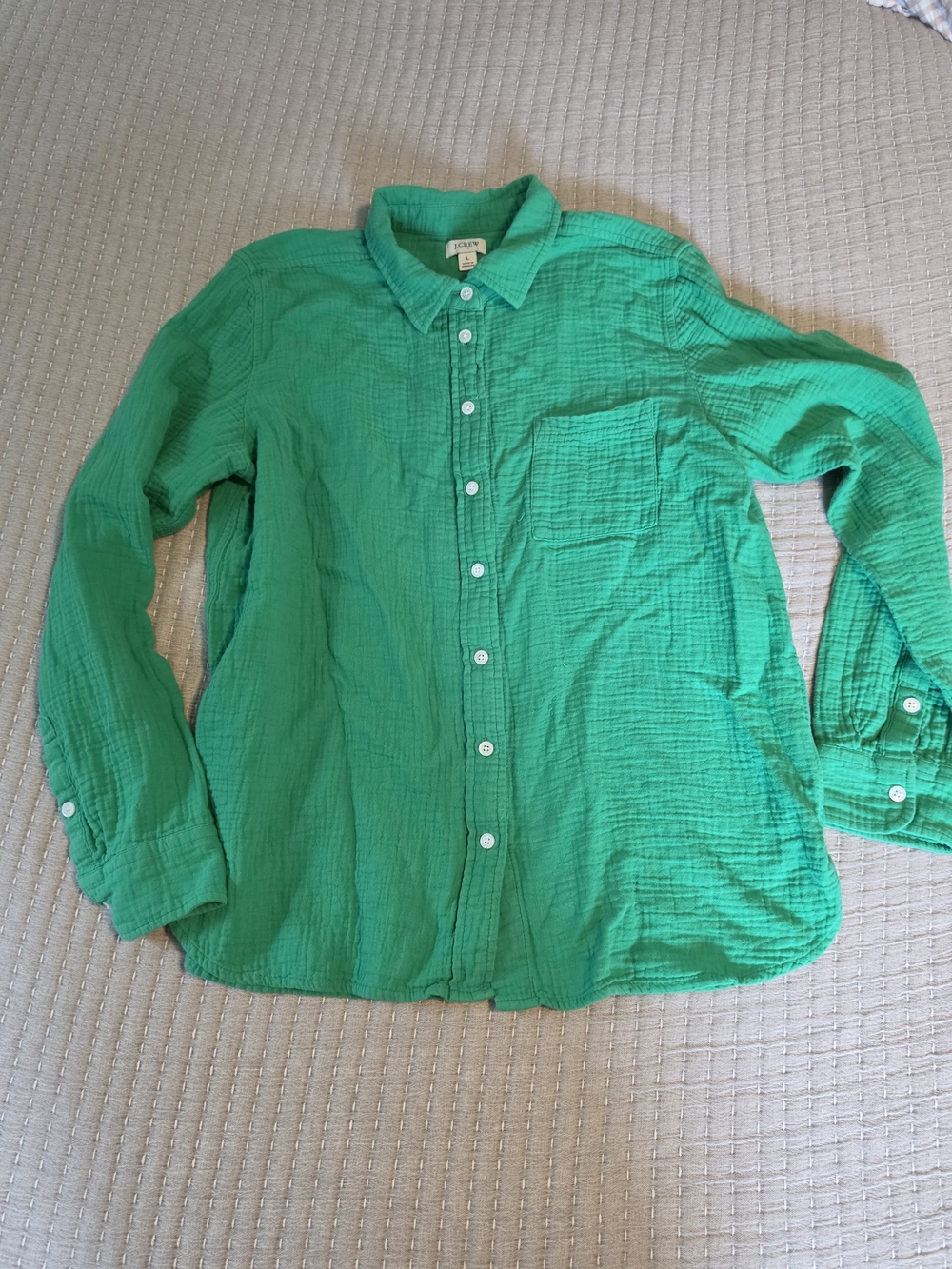 J. Crew Emerald Green Button-Down Shirt - Picture 2 of 5